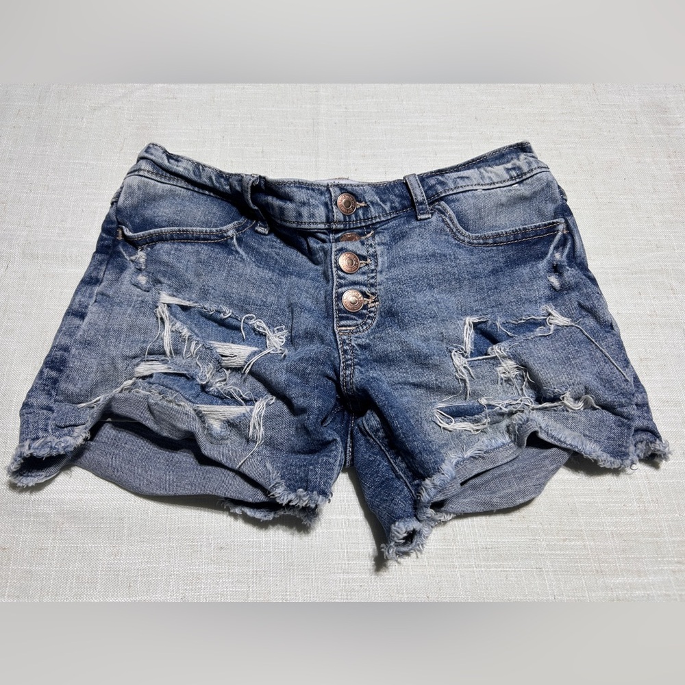 Abercrombie Kids Ripped Blue Jean Shorts